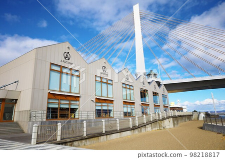 Aomori Bay Bridge in front of Aomori Station, A-FACTORY, and Aomori Station Beach 98218817