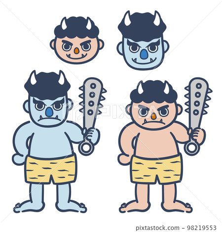 Blue demon and red demon with metal sticks Blue demon and red demon with metal sticks 98219553