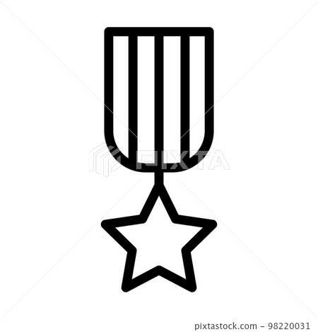 Medal with star icon line isolated on white background. Black flat thin icon on modern outline style. Linear symbol and editable stroke. Simple and pixel perfect stroke vector illustration 98220031