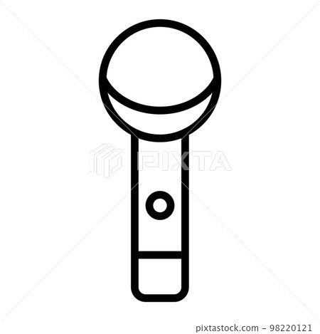 Show microphone line icon isolated on white background. Black flat thin icon on modern outline style. Linear symbol and editable stroke. Simple and pixel perfect stroke vector illustration. Show microphone line icon isolated on white background. Black flat thin icon on modern outline style. Linear symbol and editable stroke. Simple and pixel perfect stroke vector illustration. 98220121