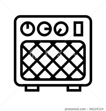 Guitar amplifier line icon isolated on white background. Black flat thin icon on modern outline style. Linear symbol and editable stroke. Simple and pixel perfect stroke vector illustration. 98220124