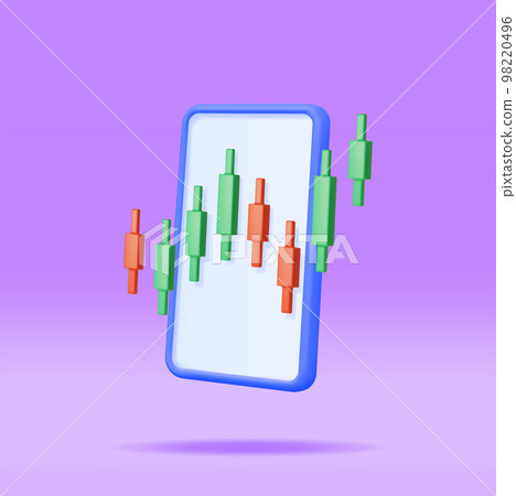 3D Growth Stock Diagram on Mobile Phone 98220496