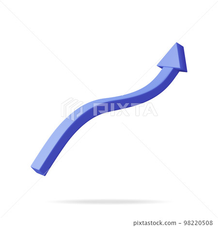 3D Growing Blue Arrow Isolated 98220508