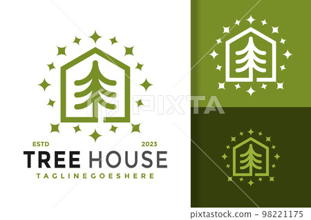 Pine Tree House Logo Logos Design Element Stock Vector Illustration Template 98221175