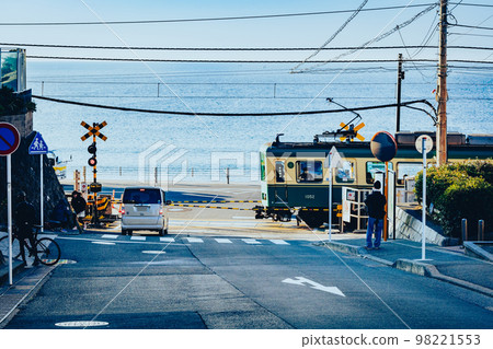 Shonan Coast Railroad crossing at Kamakura Kokomae Station Shonan Coast Railroad crossing at Kamakura Kokomae Station 98221553