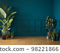 Empty classic art deco interior room with plants 3d illustration 98221866