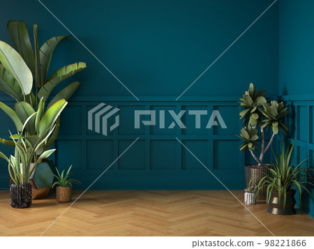 Empty classic art deco interior room with plants 3d illustration 98221866