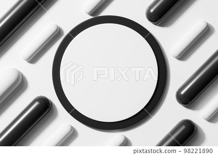 3d rendering blank circle banner on abstract geometric minimal background. 3d rendering blank circle banner on abstract geometric minimal background. 98221890