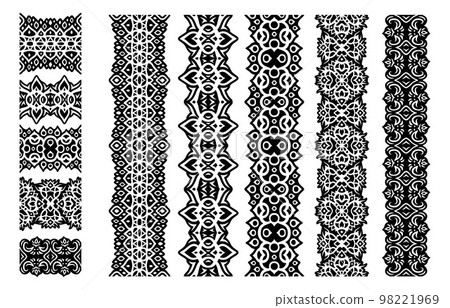 Art with black tribal seamless paint brushes set 98221969