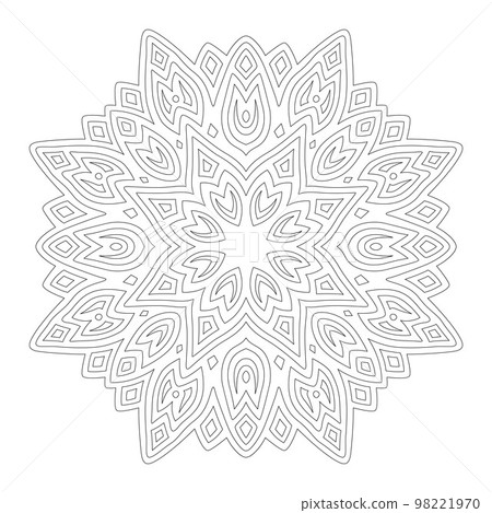 Line art for coloring book with single mandala 98221970