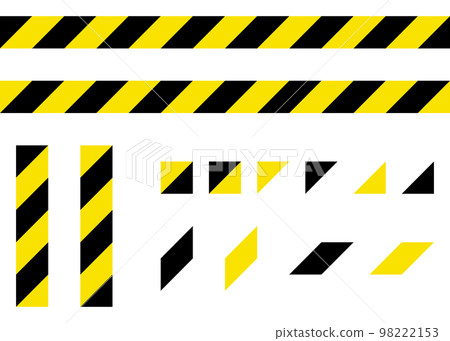 Set of yellow and black striped lines for construction site 98222153