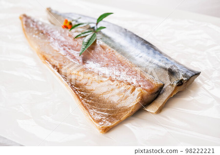 Salted mackerel fillet on a cutting board 98222221