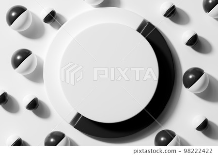 3d rendering blank circle banner on abstract geometric minimal background. 98222422