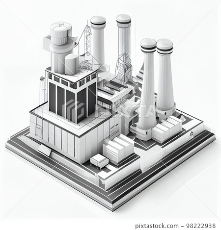 Thermal power plant. visualization 3d isometrical icon. Thermal power plant. visualization 3d isometrical icon. 98222938