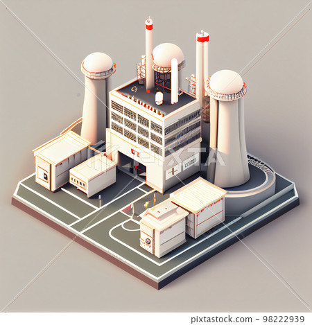 Thermal power plant. visualization 3d isometrical icon. Thermal power plant. visualization 3d isometrical icon. 98222939