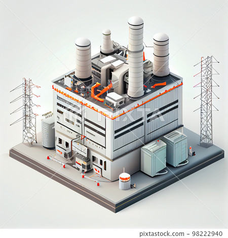 Nuclear power plant. 3d isometrical icon Nuclear power plant. 3d isometrical icon 98222940