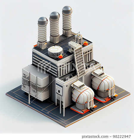 Nuclear power plant. 3d isometrical icon Nuclear power plant. 3d isometrical icon 98222947