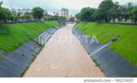 river and cityscape of Jundiai city , Sao Paulo state, Brazil 98223685