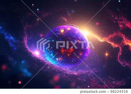 abstract background of outer space with ultra bright stars and comets on the theme of explosions and abstract background of outer space with ultra bright stars and comets on the theme of explosions and 98224316