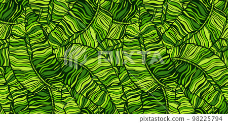 Tropical banana leaf seamless pattern. Jungle leaves background. Tropical banana leaf seamless pattern. Jungle leaves background. 98225794