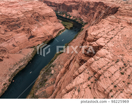 Aerial view of the Grand Canyon Upriver Colorado River near Glen Canyon Dam in Arizona USA. Aerial view of the Grand Canyon Upriver Colorado River near Glen Canyon Dam in Arizona USA. 98225969