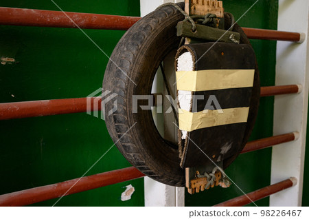An abandoned sports hall at the school, sports equipment destroyed by time. An abandoned sports hall at the school, sports equipment destroyed by time. 98226467