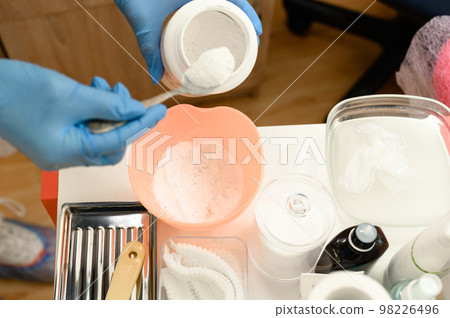 Preparation of a moisturizing mask by hand, powder for the preparation of a moisturizing mask. Preparation of a moisturizing mask by hand, powder for the preparation of a moisturizing mask. 98226496