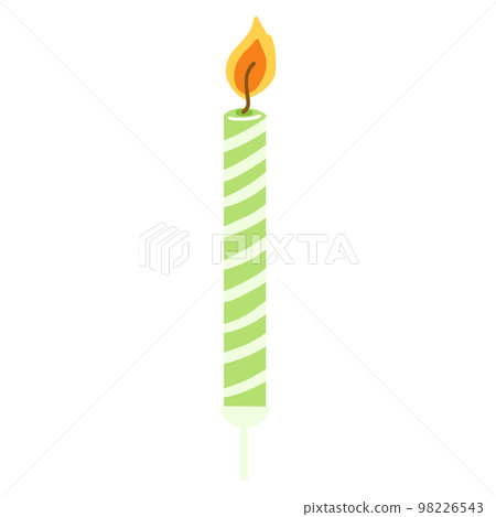 Hand drawn birthday cake candle with burning flame. Vector design element in cartoon flat style 98226543