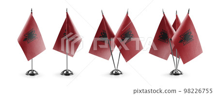 Small national flags of the Albania on a white background 98226755