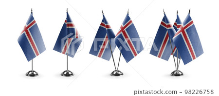 Small national flags of the Iceland on a white background 98226758