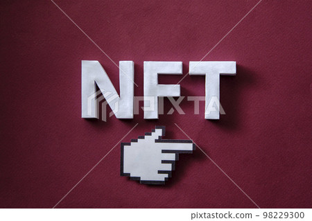NFT token on the blockchain in the digital online space and pixel mouse NFT token on the blockchain in the digital online space and pixel mouse 98229300