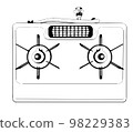 0401_Monochrome illustration of a gas stove from above 98229383