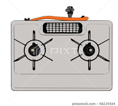 0402_Color illustration of a gas stove viewed from above 0402_Color illustration of a gas stove viewed from above 98229384
