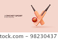 Realistic 3d Design of Cricket championship. Vector illustration 98230437