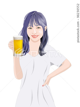拿著啤酒杯微笑的女人 98230552