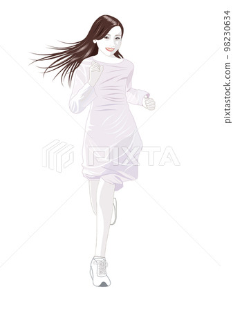 穿著休閒服跑步的年輕女子 98230634