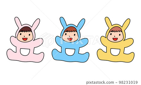寶寶穿兔子裝的插畫素材Multiple 98231019