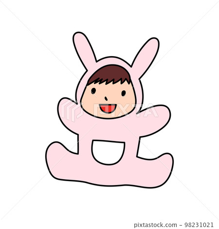 穿著兔子服裝的嬰兒插圖素材粉紅色 穿著兔子服裝的嬰兒插圖素材粉紅色 98231021
