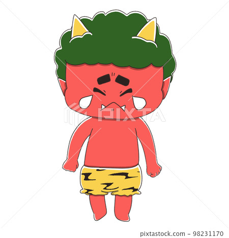 哭泣的紅色食人魔可愛的節分插畫素材 98231170