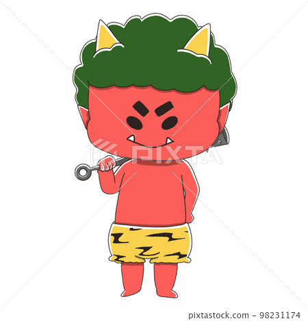 用金屬棒笑紅惡魔節分的可愛插圖素材 98231174