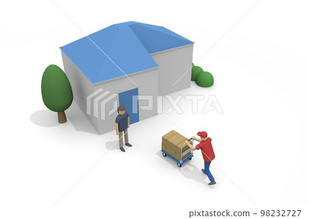 A delivery robot delivers. Courier will deliver. deliver the goods to the house. 98232727