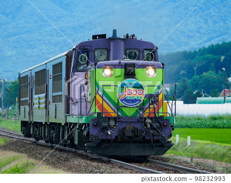 Hokkaido _ Scenery of Norokko going through Furano 98232993