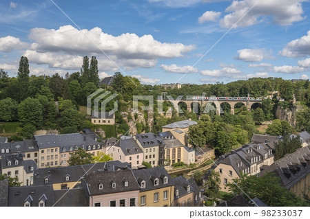 Grand Duchy of Luxembourg, city skyline at Grund along Alzette river in the historical old town of Luxembourg Grand Duchy of Luxembourg, city skyline at Grund along Alzette river in the historical old town of Luxembourg 98233037