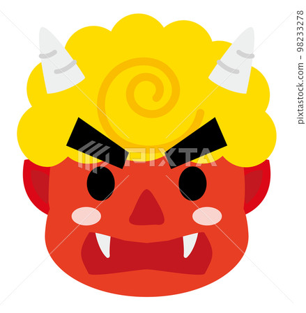 Setsubun Red Demon Face - Stock Illustration [98233278] - Pixta