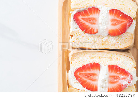 pancake sandwich strawberry fresh cream pancake sandwich strawberry fresh cream 98233787