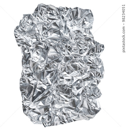 piece of crumpled foil isolated on a white background. 98234051