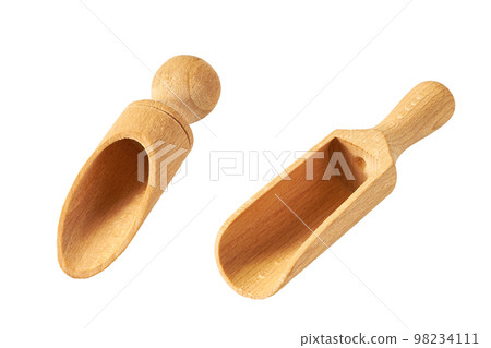 Old wood scoop isolated on white background. Old wood scoop isolated on white background. 98234111