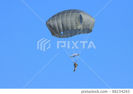 Parachute drop Remote island recapture exercise Special forces airborne drop Parachute drop Remote island recapture exercise Special forces airborne drop 98234265