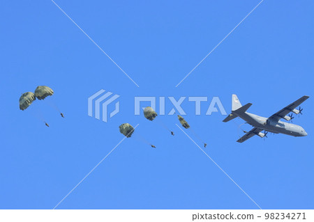 Parachute drop Remote island recapture exercise Special forces airborne drop 98234271