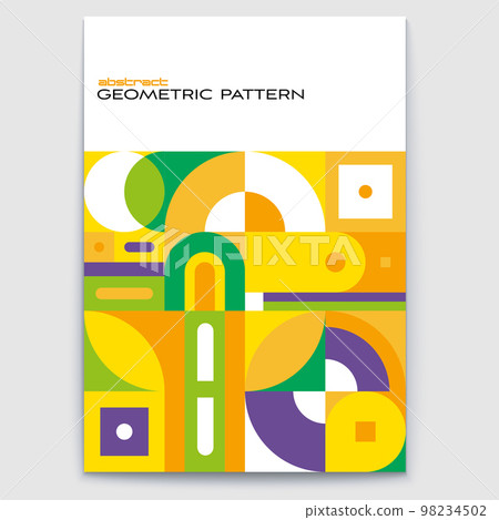 Retro design poster. Geometric art. Bauhaus style pattern from minimalistic basic forms. Eco-friendly background. Vector cover template Retro design poster. Geometric art. Bauhaus style pattern from minimalistic basic forms. Eco-friendly background. Vector cover template 98234502